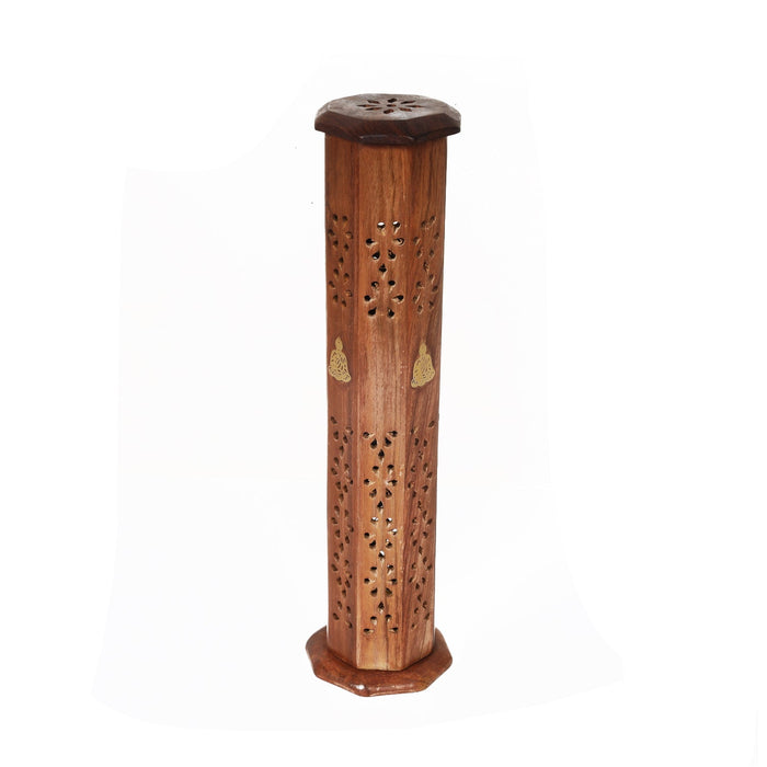 Agarbatti Stand - 12 x 3 Inches | Tower Shape Wooden Incense Holder/ Dhoop Holder for Pooja