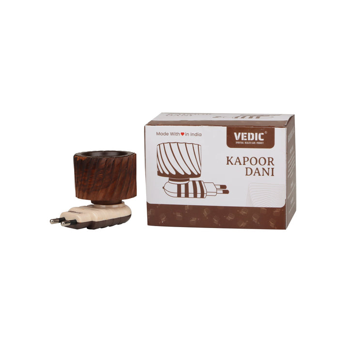 Electric Camphor Diffuser - 4 x 2.75 Inches | Wooden Kapoor Dhani/ Kapoor Diffuser Electric for Home - Room Freshener