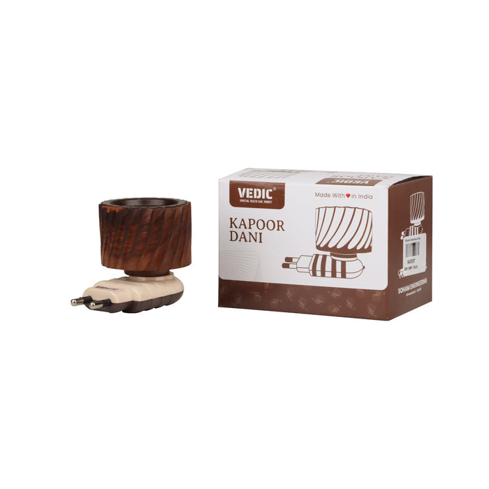 Electric Camphor Diffuser - 4 x 2.75 Inches | Wooden Kapoor Dhani/ Kapoor Diffuser Electric for Home - Room Freshener