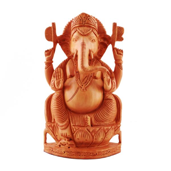 Ganesh Murti - 10 Inches | Wooden Statue/ Vinayagar Statue/ Ganapati Murti for Home Decor - Wooden Murties