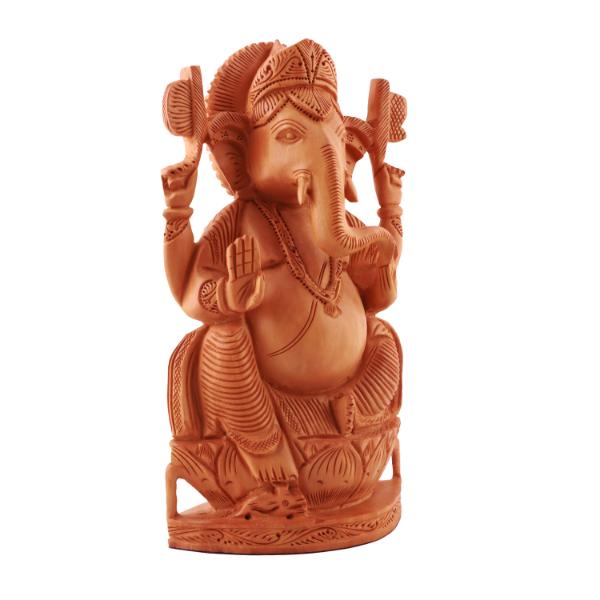 Ganesh Murti - 10 Inches | Wooden Statue/ Vinayagar Statue/ Ganapati Murti for Home Decor - Wooden Murties