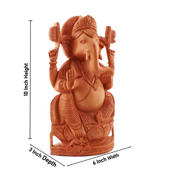 Ganesh Murti - 10 Inches | Wooden Statue/ Vinayagar Statue/ Ganapati Murti for Home Decor - Wooden Murties