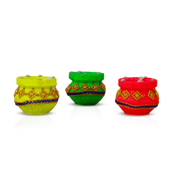 Decorative Diya Set - 2 x 1.75 Inches | 7 Pcs/ Wax Diya/ Candle Diya for Home Decor/ Assorted Colour - Karthik Deep
