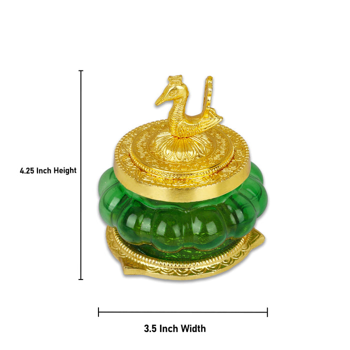 Kubera Pot - 4.25 Inches | Kubera Lakshmi Pot/ Green Colour Lakshmi Kubera Pot for Pooja