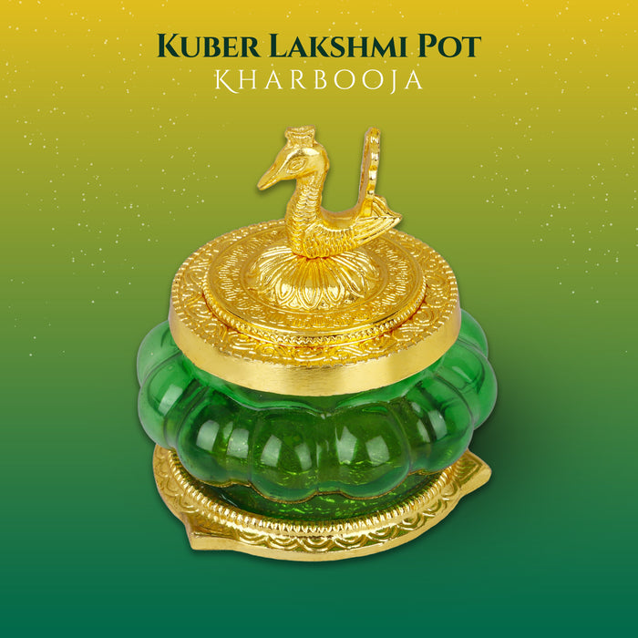 Kubera Pot - 4.25 Inches | Kubera Lakshmi Pot/ Green Colour Lakshmi Kubera Pot for Pooja