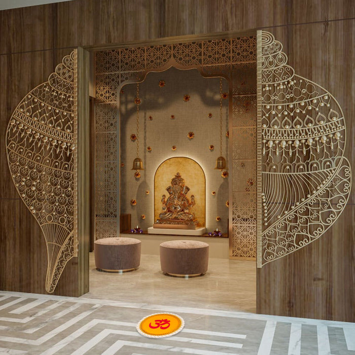 Rangoli Sticker - 3 Inches | Artificial Rangoli Design/ Om Pearl Design Rangoli Sticker for Floor - Kolam & Rangoli