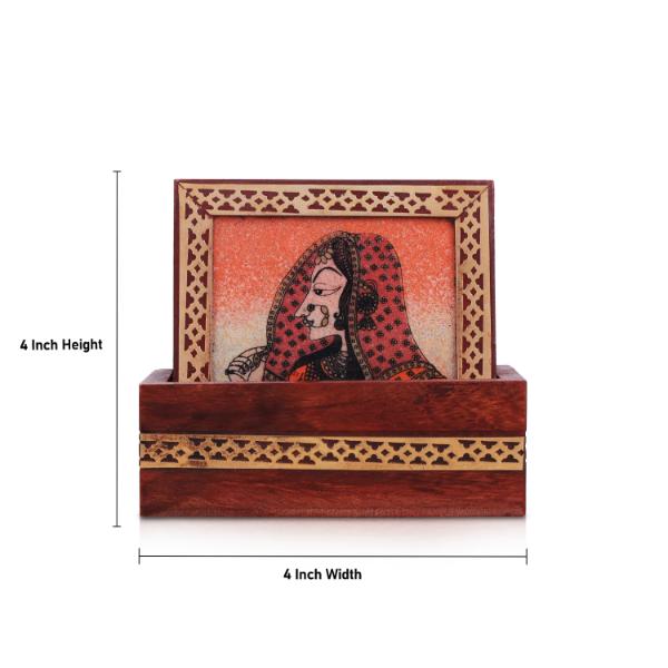 Wooden Coaster Set | Decorative Coaster/ Sheesham Wood Coaster for Home