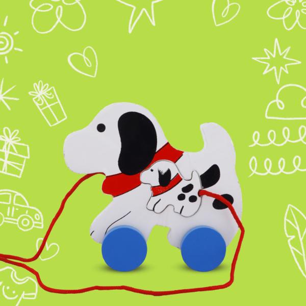 Dog with Wheels Toy - 5 Inches | Childrens Toy/ Wooden Toy for Kids - Traditional Games & Toys