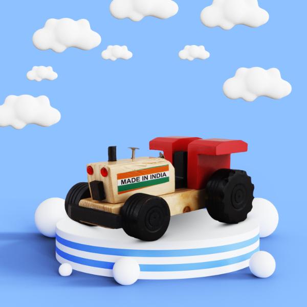 Colour Tractor Toy - 3 x 6.5 Inches | Childrens Toy/ Wooden Toy for Kids - Traditional Games & Toys