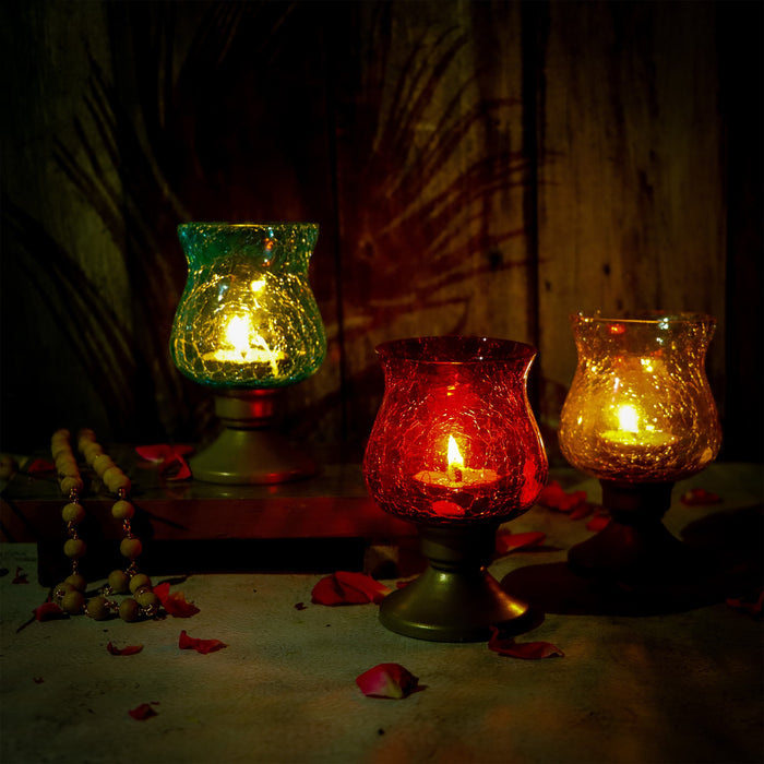 Candle Stand - 5 Inches | 3 Pcs/ Candle Holder/ Glass Candle Holder for Home Decor - Table Stand Accessories