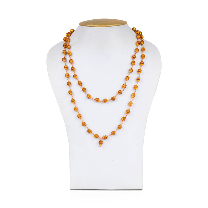 Chandan Mala with Copper Knot - 30 Inches | 108 Beads/ 7mm/ Sandal Mala with Cup for Men & Women
