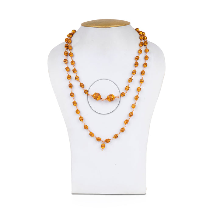 Chandan Mala with Copper Knot - 30 Inches | 108 Beads/ 7mm/ Sandal Mala with Cup for Men & Women