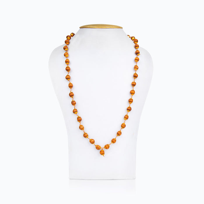 Chandan Mala with Copper Knot | 108 Beads Sandalwood Mala/ 8 mm Japa Mala for Men & Women