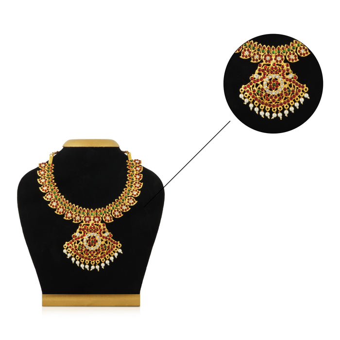 Kemp Necklace - 9 Inches | Stone Necklace/ Bharatanatyam Jewellery for Women