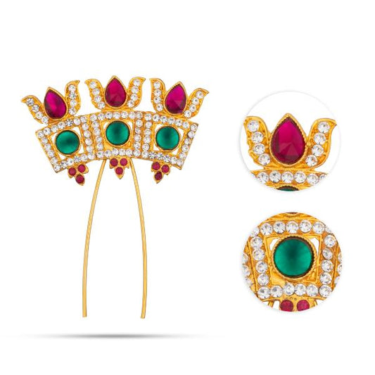 Stone Jada Pin | Deity Jewellery/ Varalakshmi Decor/ Flower Arch for Deity/ Assorted Design - Head & Face Accessories