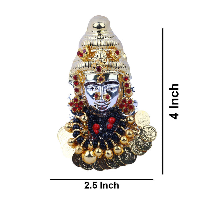 Ammavari Face - 4 Inch | Lakshmi Face in Silver/ Amman Face/ Goddess Face for Deity