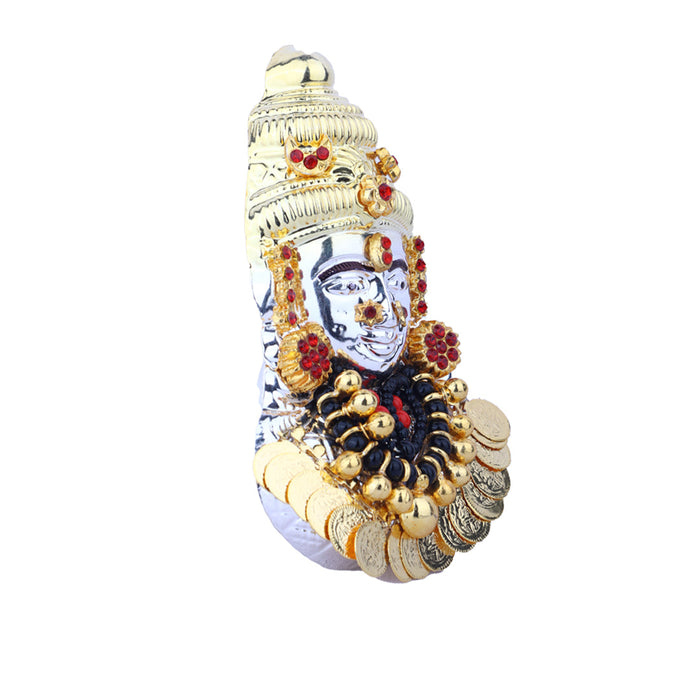 Ammavari Face - 4.5 Inches | Lakshmi Face in Silver/ Amman Face/ Goddess Face for Deity