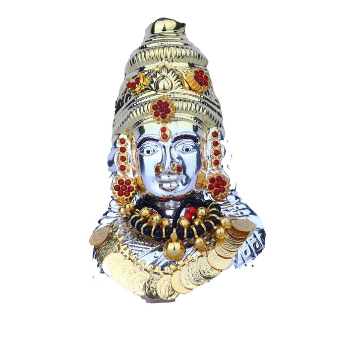 Ammavari Face - 6 Inches | Lakshmi Face in Silver/ Amman Face/ Goddess Face for Deity