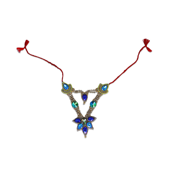 Stone Necklace & Stone Mukut Set | Stone Mala with Kireedam/ Multicolour Stone Jewellery for Deity