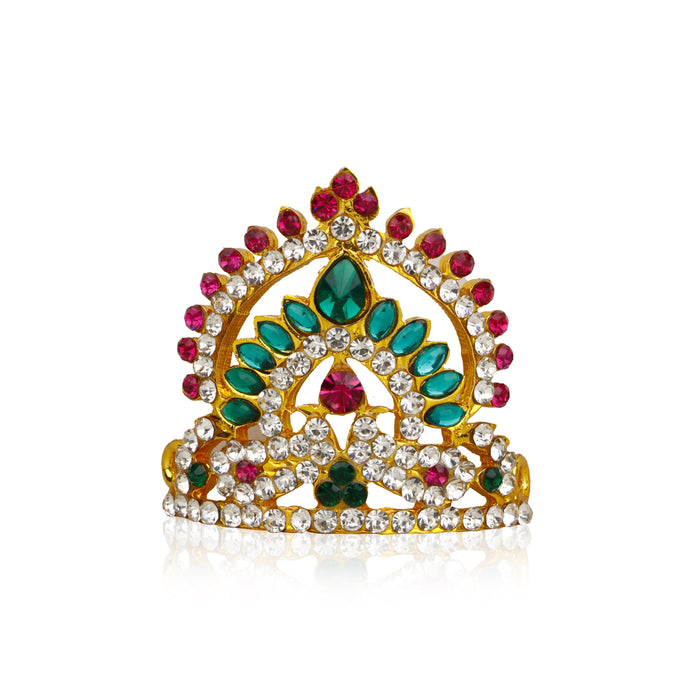 Stone Kireedam | Half Kiritam/ Mukut/ Multicolour Stone Crown for Deity