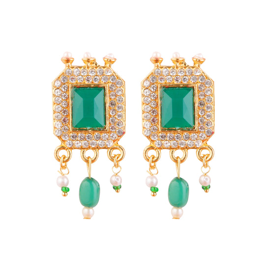 Ear Ring and Haram Set | Multicolour Stone Necklace Earring Set for Deity - Deity Jewellery & Vastra Sets