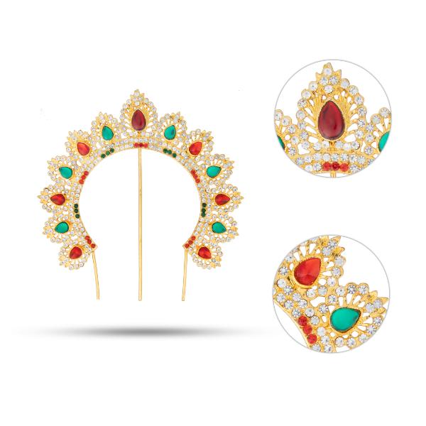 Hair Arch - 6.5 Inches - 5.5 Inch | Stone Arch/ Hair Accessory/ Multicolour Stone Jewellery for Deity