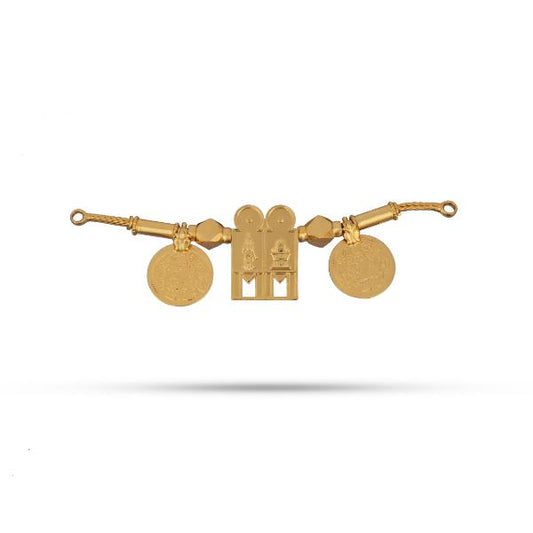 Mangal Sutra Chain with Coin Set - 2.5 x 3 Inches | Hindu Thali/ Golden Polish Thali for Deity - Neck & Body Accessories