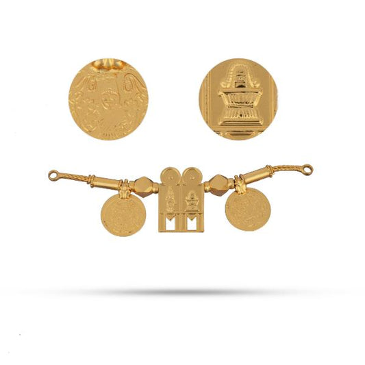 Mangal Sutra Chain with Coin Set - 2.5 x 3 Inches | Hindu Thali/ Golden Polish Thali for Deity - Neck & Body Accessories