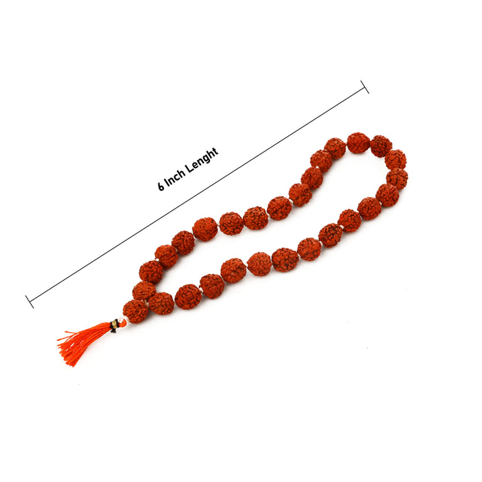 Rudraksha Mala - 6 Inches | 27 Beads/ 10mm/ Ruthratcham Malai/ Kantha Mala for Men & Women