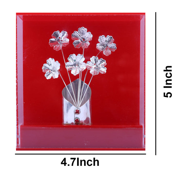 Silver Flower Vase - 5 x 4.7 Inches | Silver Article/ Artificial Flower Vase for Home Decor