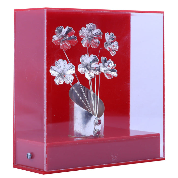 Silver Flower Vase - 5 x 4.7 Inches | Silver Article/ Artificial Flower Vase for Home Decor