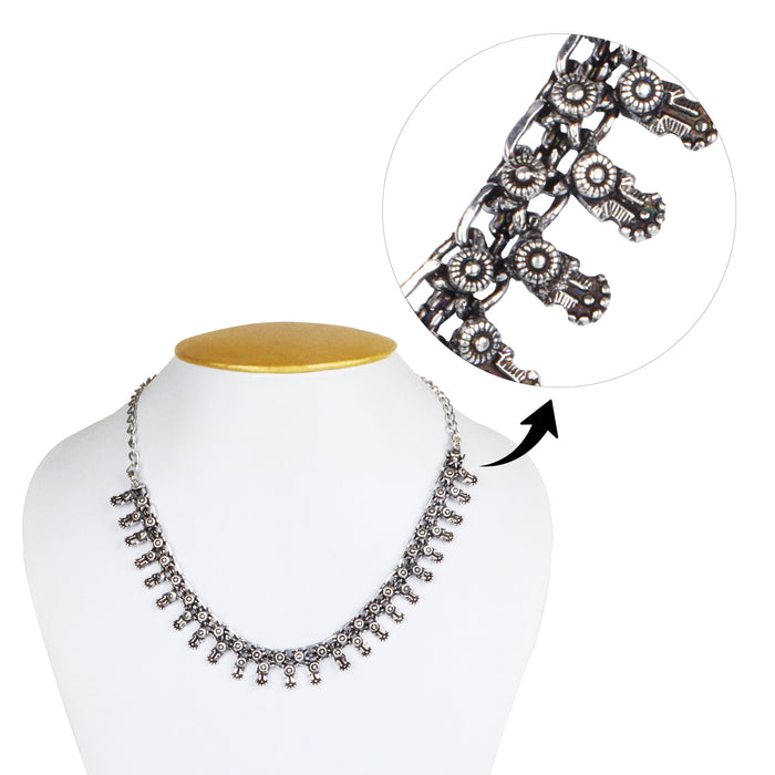 Fancy Necklace - 4 Inches | Silver Oxidised Jewelry/ Ladies Necklace/ Jewellery for Women