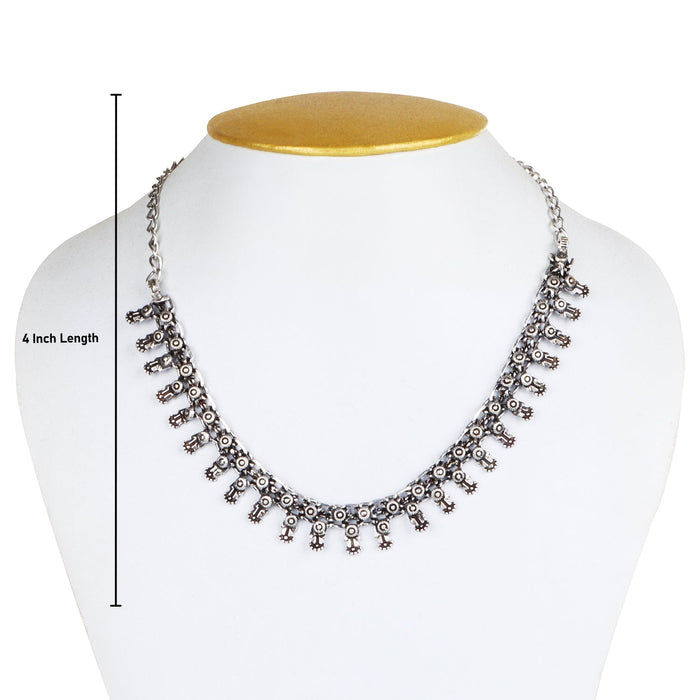 Fancy Necklace - 4 Inches | Silver Oxidised Jewelry/ Ladies Necklace/ Jewellery for Women