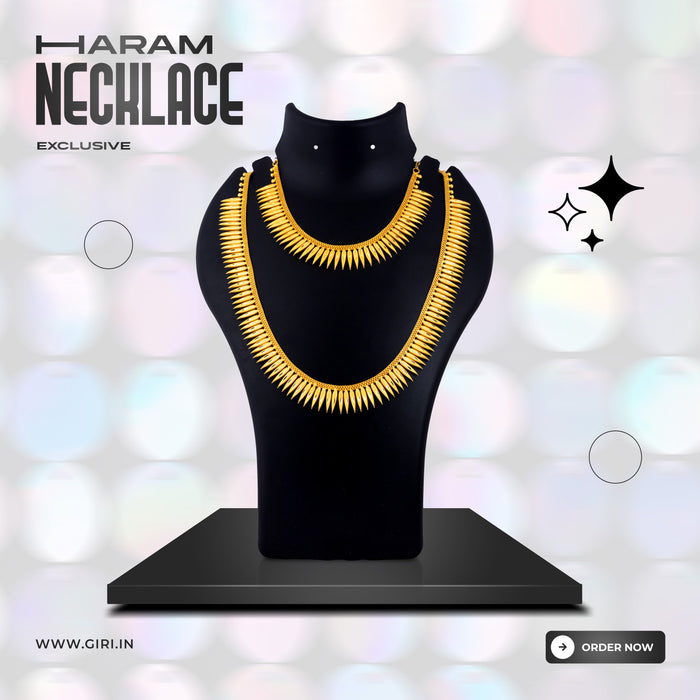 Haram Necklace Set - 10.5 Inches | Gold Polish Haram Necklace/ Jewellery for Deity