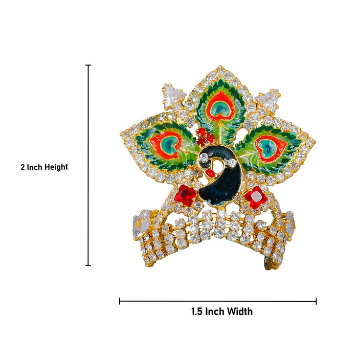 Kireetam | Gold Polish Kiritam/ Stone Mukut/ Mayur Crown for Deity