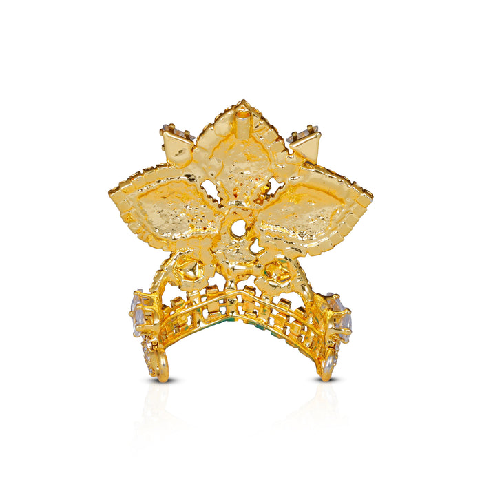 Kireetam | Gold Polish Kiritam/ Stone Mukut/ Mayur Crown for Deity