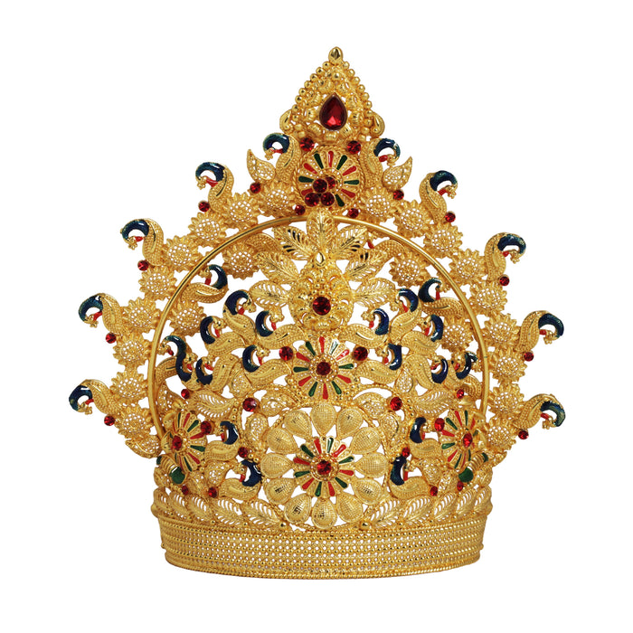 Kiritam | Mukut/ Stone Crown/ Gold Polish Kireetam/ Jewellery for Deity