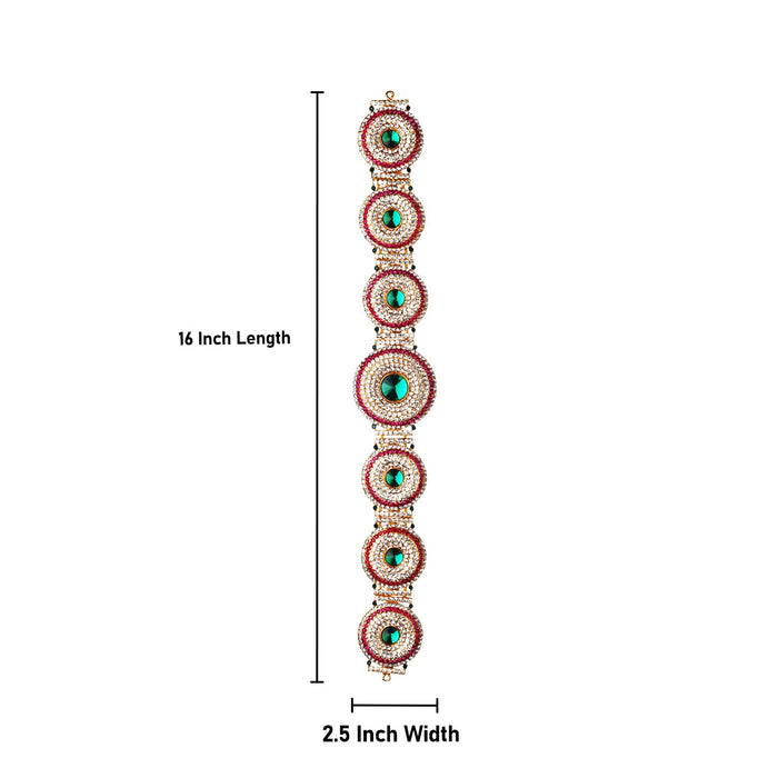 Stone Belt - 2.5 x 16 Inch | Waist Belt/ Hip Belt/ God Ornament/ Multicolour Stone Jewellery for Deity