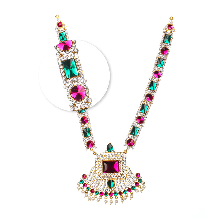Stone Haram & Stone Necklace Set | Multicolour Stone Jewelry/ Jewellery for Deity