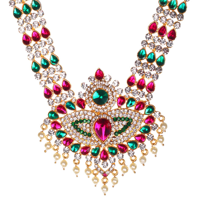 Stone Haram and Necklace | Haram & Necklace Set/ Multicolour Stone Jewelry for Deity