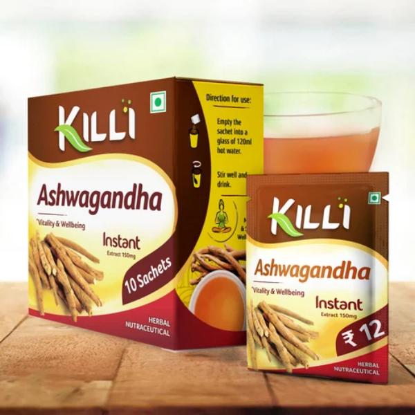 KILLI Ashwagandha Instant Ayurvedic Extract, 10 Sachets for Vitality and Wellbeing for Men and Women