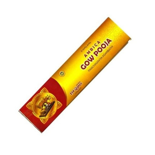 The Ambica Gow Pooja Pancha Gavya Agarbatti is a traditional and sacred organic incense stick.